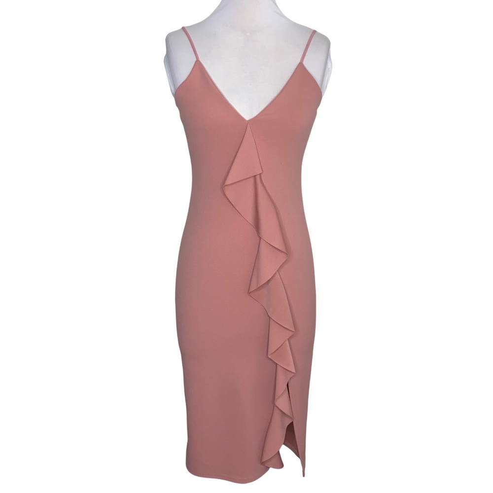 Missguided Bodycon Ruffle Dress, Pink, Size 4